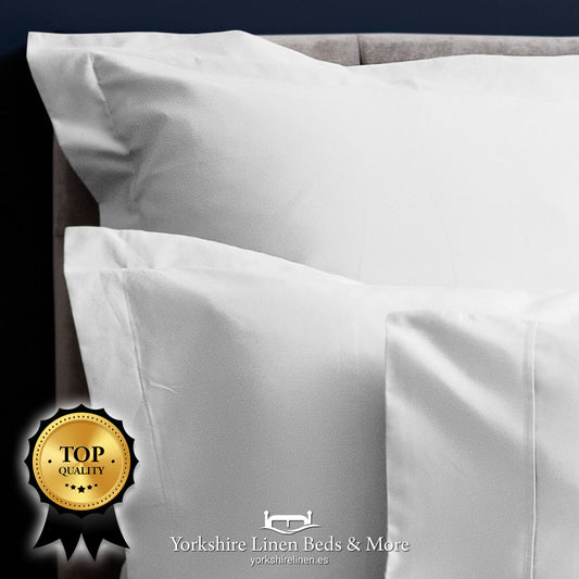 Pima Cotton Sateen 450TC Pillowcases White - Yorkshire Linen Beds & More P02