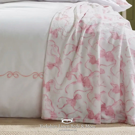Pink Bow Oversized Fleecy Throw - Bedspreads & Throws - Yorkshire Linen Beds & More, Mijas Costa, Spain