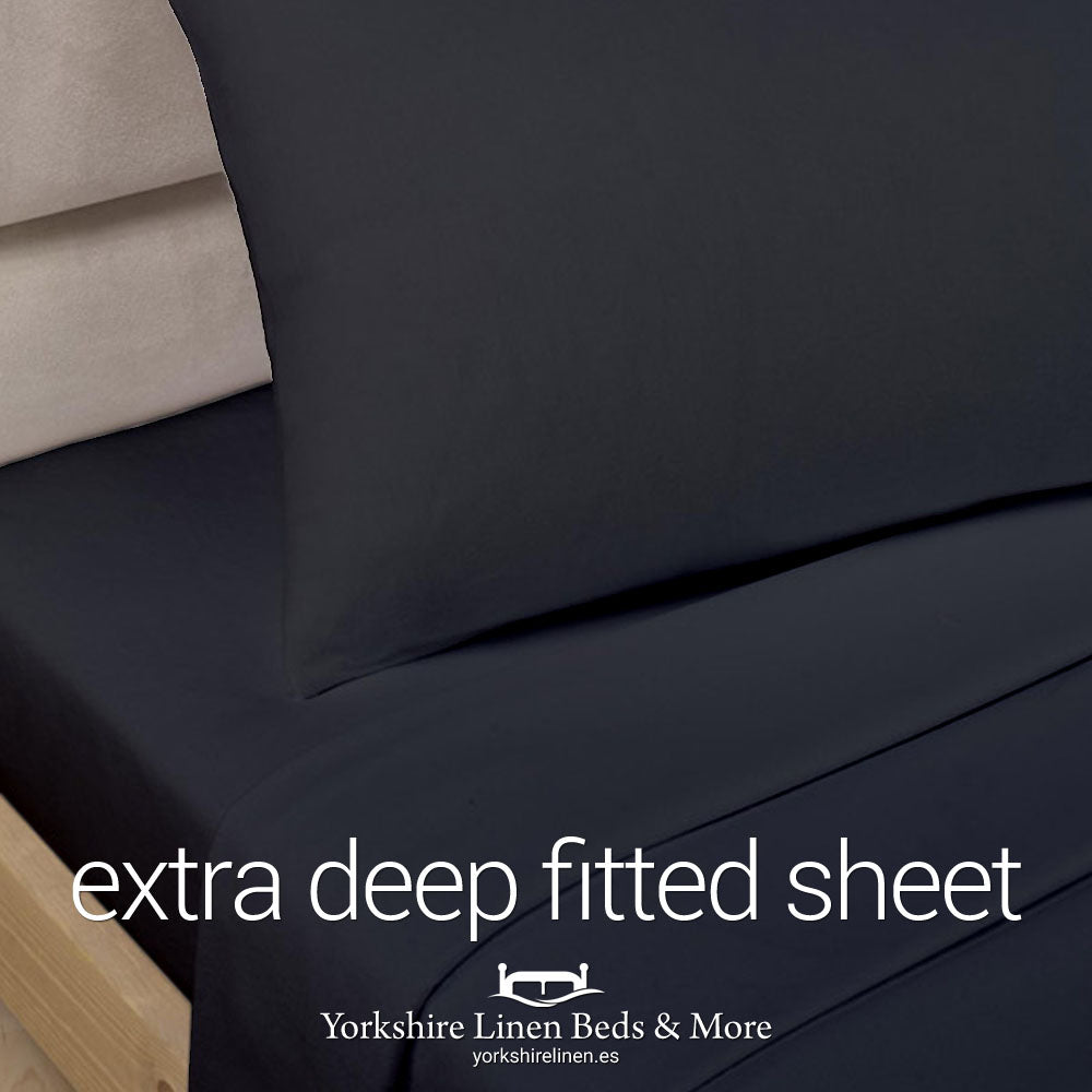 Polycotton Extra Deep Fitted Sheets, Black - Yorkshire Linen Beds & More P01