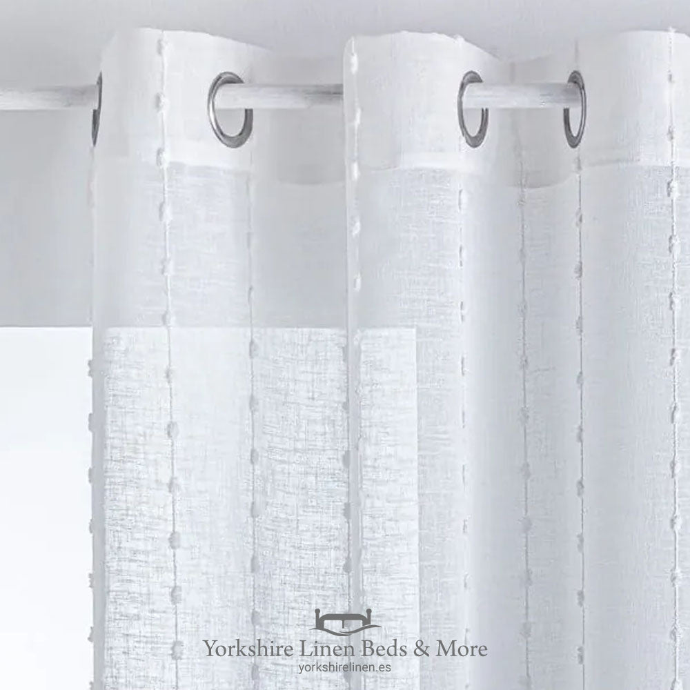 Pom Pom Ring Top Voiles, White - Voile & Net Curtains - Yorkshire Linen Beds & More