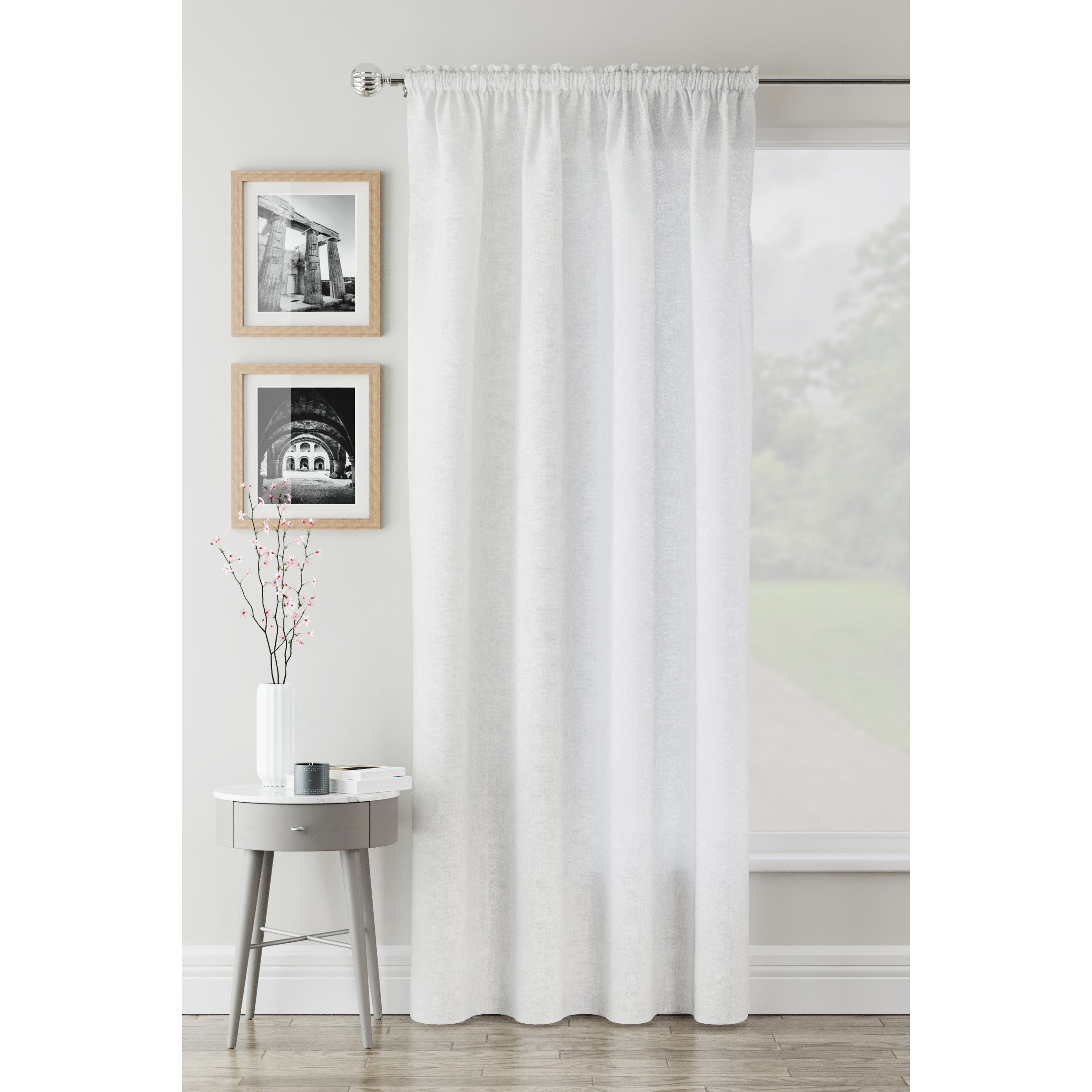 Ronda Slot Type Linen Style Voile Panels- White