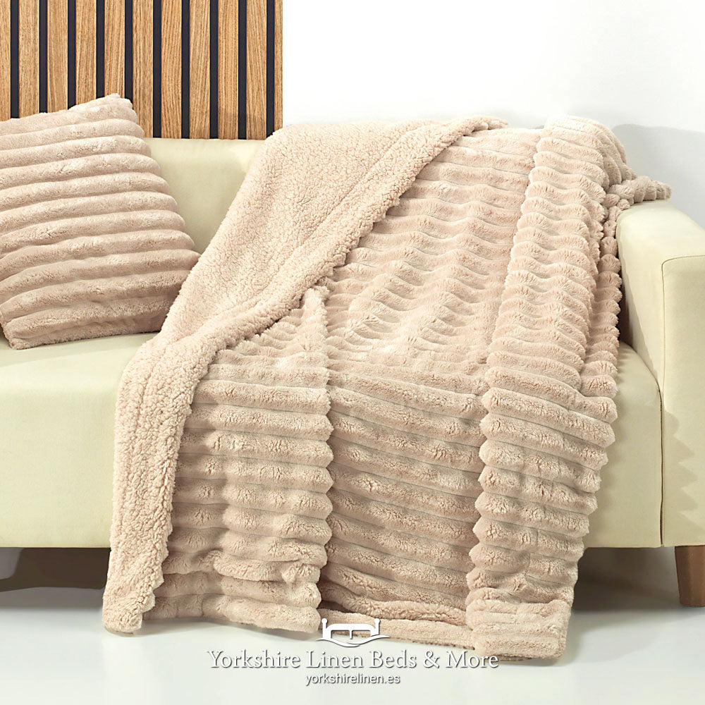 Rabbit Sherpa Throws, Beige - Bedspreads, Throws & Runners - Yorkshire Linen Beds & More, Mijas, Spain