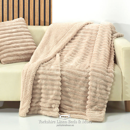 Rabbit Sherpa Throws, Beige - Bedspreads, Throws & Runners - Yorkshire Linen Beds & More, Mijas, Spain