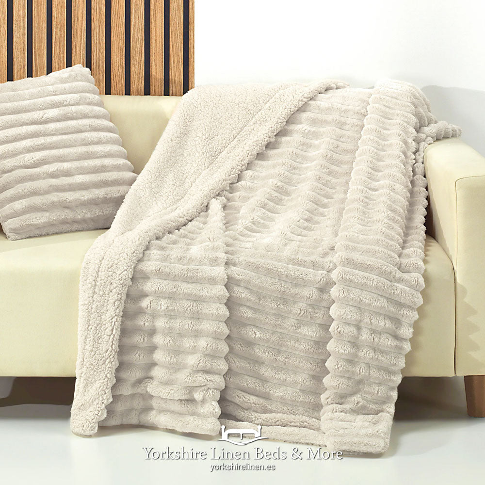 Rabbit Sherpa Throws, Natural - Bedspreads, Throws & Runners - Yorkshire Linen Beds & More, Mijas, Spain