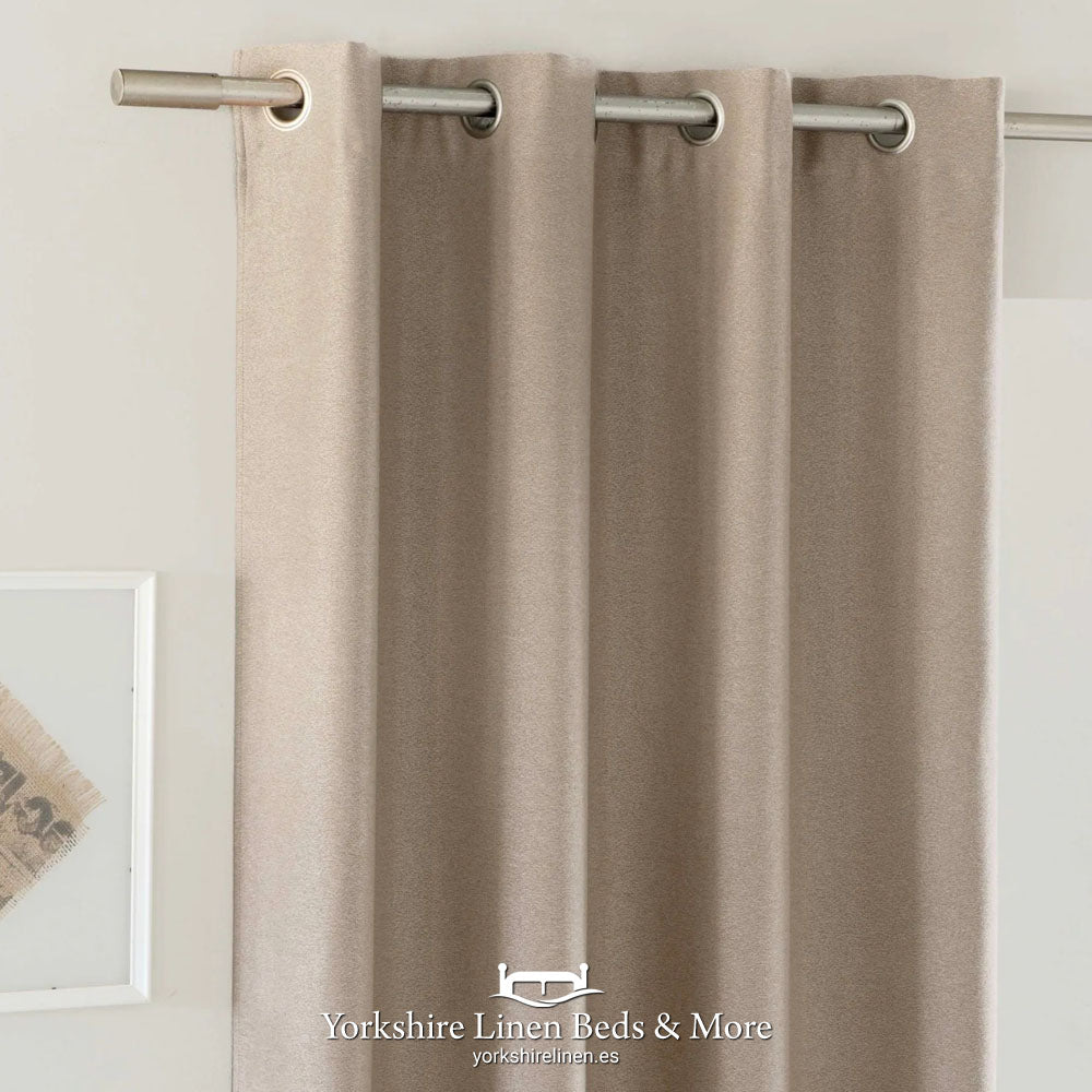 Rocio Dim Out Eyelet Curtain Panels, Beige - Curtains & Voiles - Yorkshire Linen Beds & More