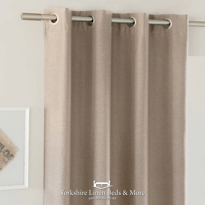 Rocio Dim Out Eyelet Curtain Panels, Beige - Curtains & Voiles - Yorkshire Linen Beds & More