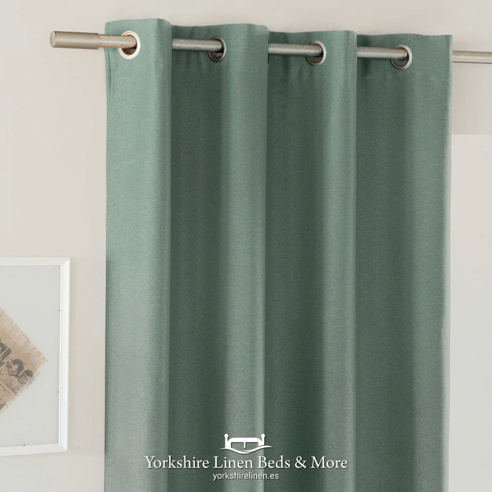 Rocio Dim Out Eyelet Curtain Panels, Teal - Curtains & Voiles - Yorkshire Linen Beds & More