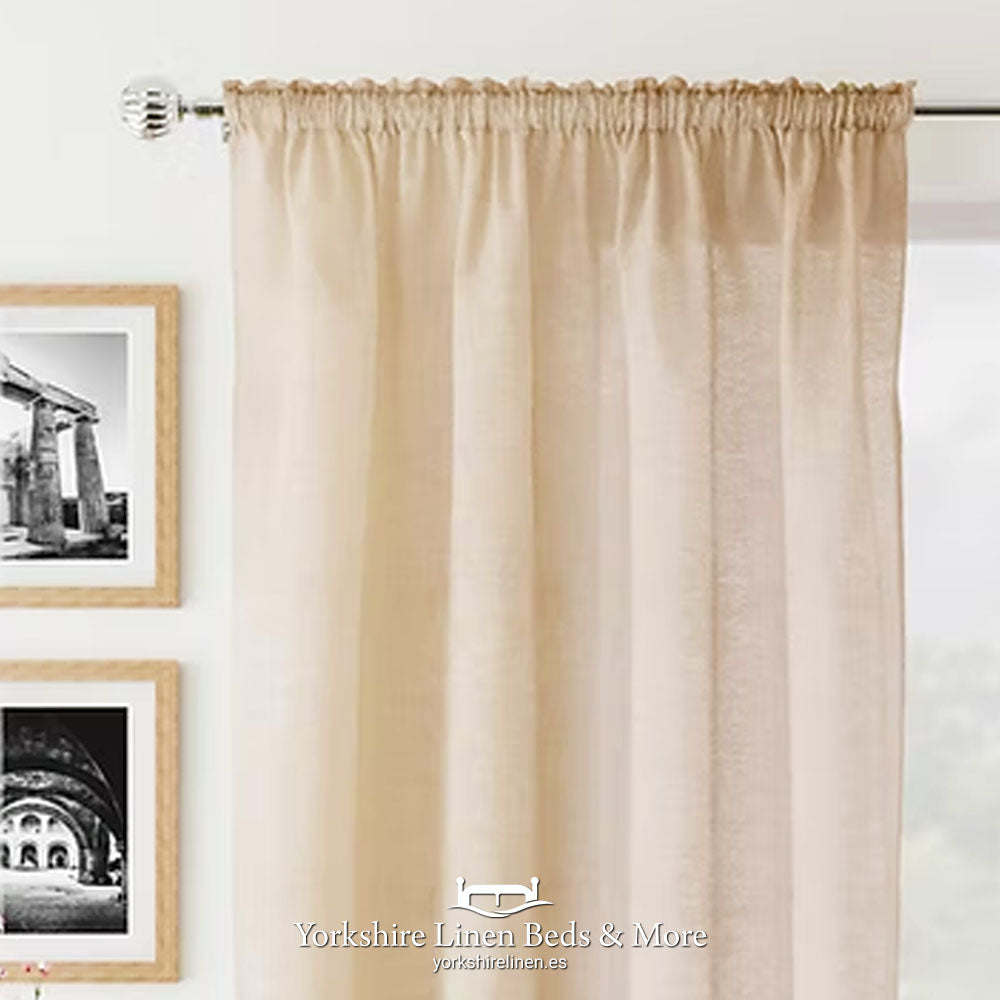 Ronda Slot Type Linen Style Voile Panels- Natural - Curtains & Voiles - Yorkshire Linen Beds & More