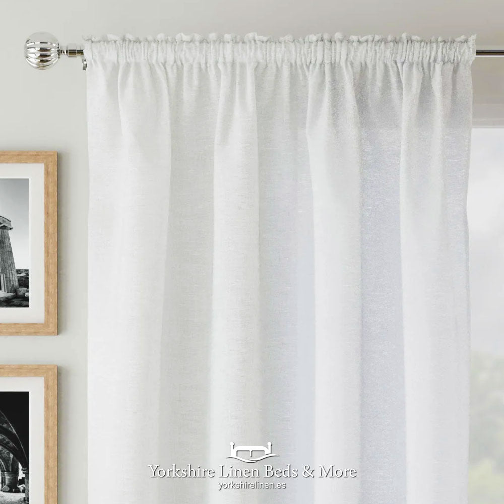 Ronda Slot Type Linen Style Voile Panels- White - Curtains & Voiles - Yorkshire Linen Beds & More