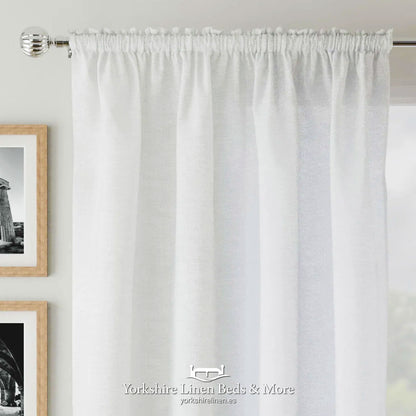 Ronda Slot Type Linen Style Voile Panels- White - Curtains & Voiles - Yorkshire Linen Beds & More