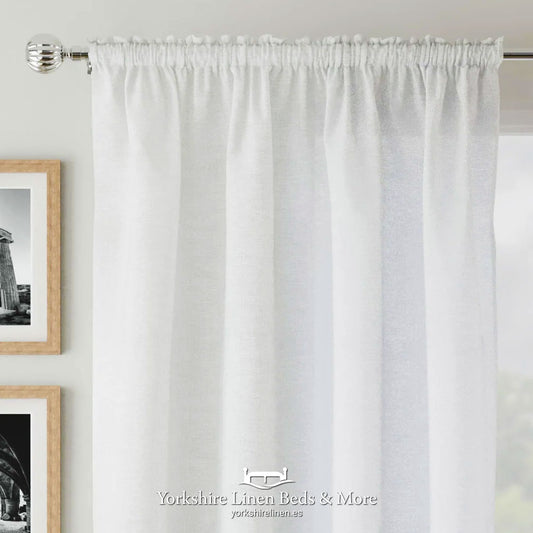 Ronda Slot Type Linen Style Voile Panels- White - Curtains & Voiles - Yorkshire Linen Beds & More