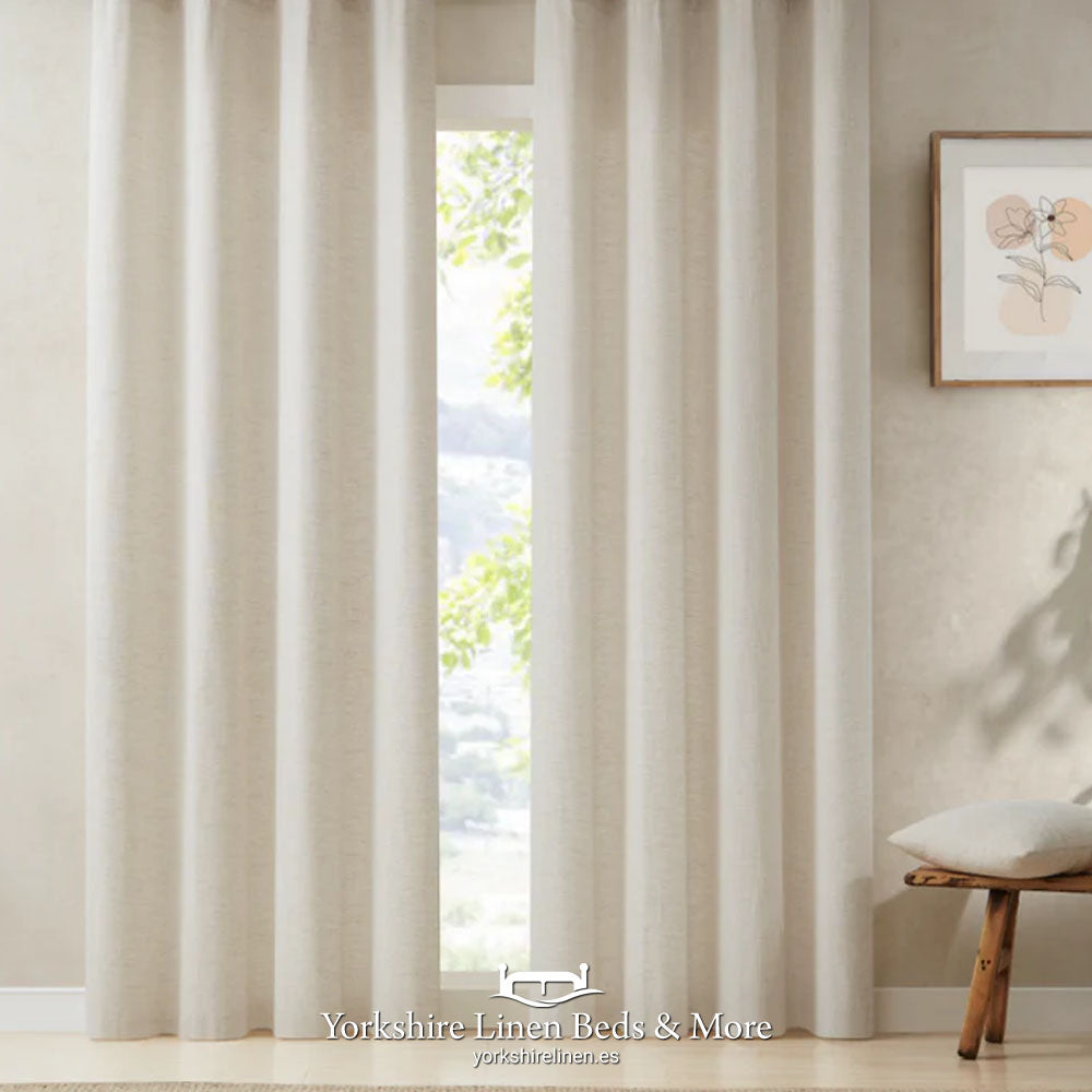 Rustic Linen Eyelet Voile Panels - ( 5430 )Natural