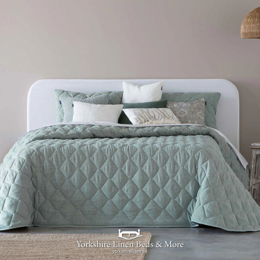 Rustica Linen Style Bedspread Range, Duck Egg - Bedspreads & Throws - Yorkshire Linen Beds & More
