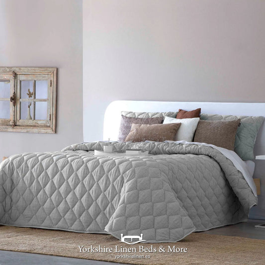 Rustica Linen Style Bedspread Range, Grey - Bedspreads & Throws - Yorkshire Linen Beds & More