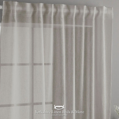 Sandra Voile Panel for Pole or Track, Beige - Curtains & Voiles - Yorkshire Linen Beds & More