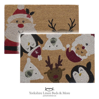 Santa & Friends Festive Coconut Door Mats, Assorted - Christmas Gift Ideas - Yorkshire Linen Beds & More