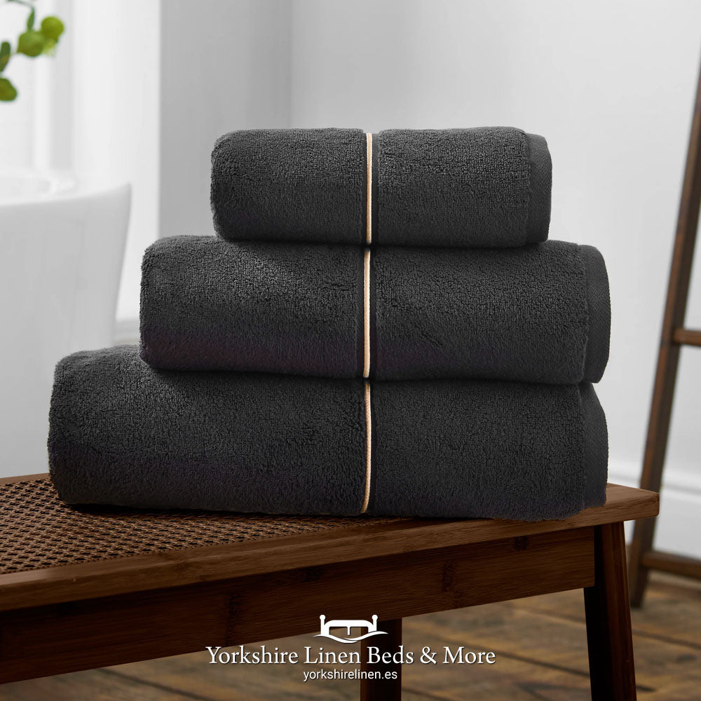 Satin Stitch 600 gsm Zero Twist Towels, Black - Towels & Bathroom - Yorkshire Linen Beds & More