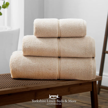 Satin Stitch 600 gsm Zero Twist Towels, Natural - Towels & Bathroom - Yorkshire Linen Beds & More
