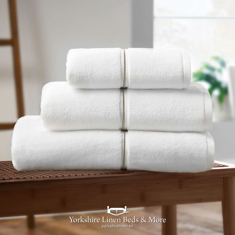 Satin Stitch 600 gsm Zero Twist Towels, White - Towels & Bathroom - Yorkshire Linen Beds & More