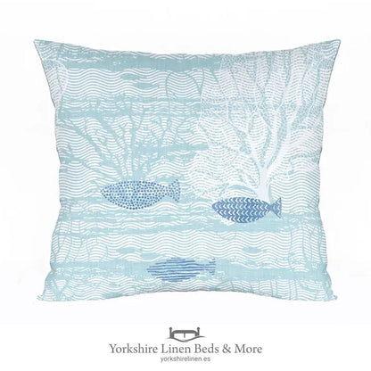 Seaweed Blue Fish Cushion - Cushions and Home Decoration, Yorkshire Linen Beds & More