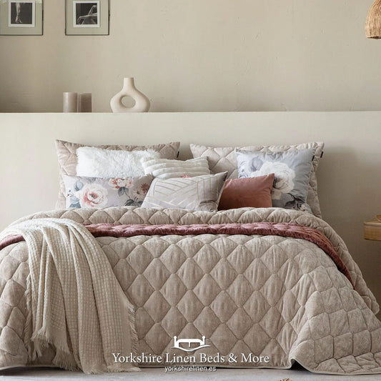 Sienna Luxury Velour Bedspread Range, Sand - Bedspreads & Runners - Yorkshire Linen Beds & More