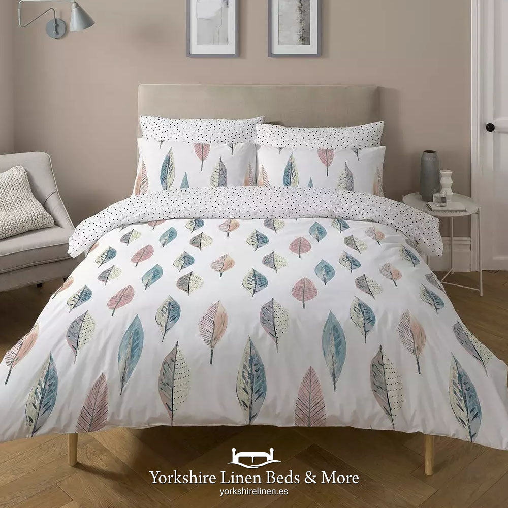 Skandi Leaf Duvet Set, Multi - Duvet Covers & Sets - Yorkshire Linen Beds & More