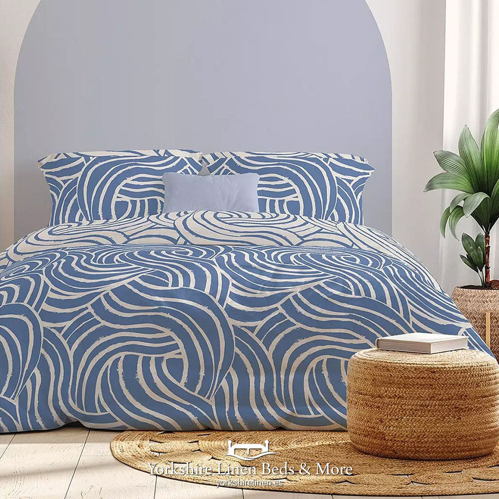 Sophie Waves Duvet Set, Blue - Duvet Covers & Sets - Yorkshire Linen Beds & More
