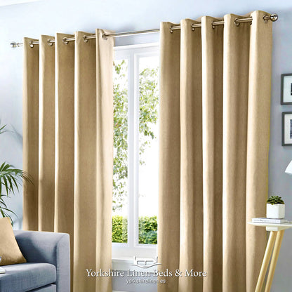 Sorbonne Linen Style Eyelet Curtains- Natural SALE !