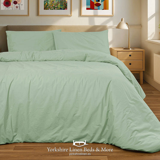Stonewashed 200 TC Cotton Duvet Sets- Green