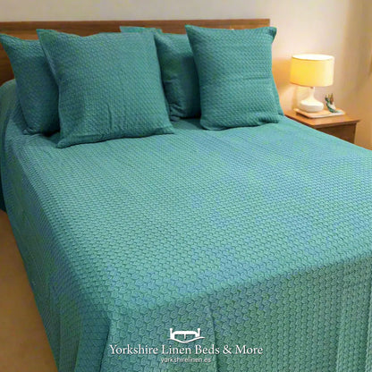 Stonewashed Waffle 100 % Cotton Bedspreads Teal