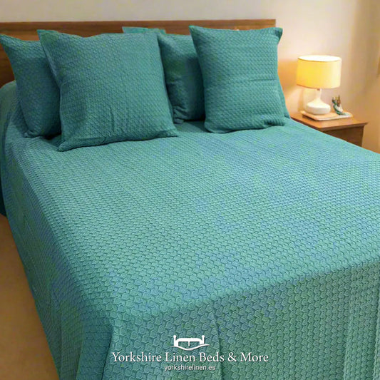 Stonewashed Waffle 100 % Cotton Bedspreads Teal