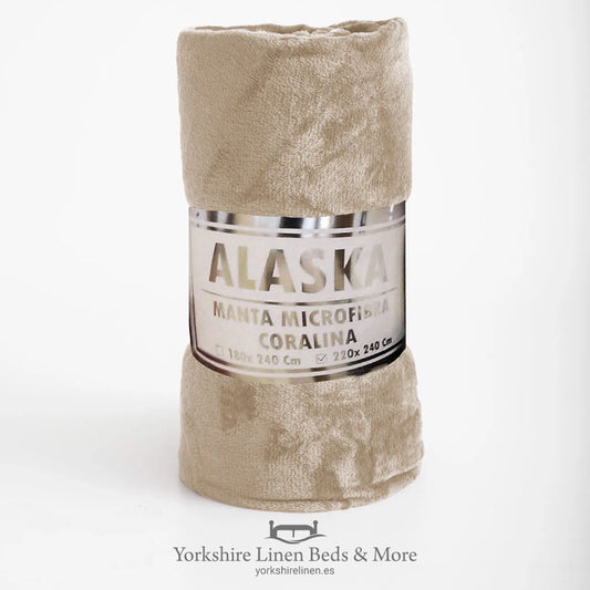 Super Value Velvet Touch Throws, Various Sizes, Beige - Throws & Bedspreads - Yorkshire Linen Beds & More