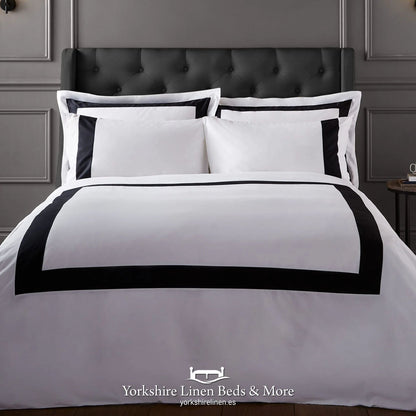 Tailored 100% Cotton Duvet Set in Black and White - Duvet Covers & Sets - Yorkshire Linen Beds & More