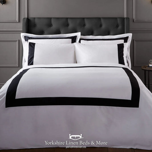 Tailored 100% Cotton Duvet Set in Black and White - Duvet Covers & Sets - Yorkshire Linen Beds & More