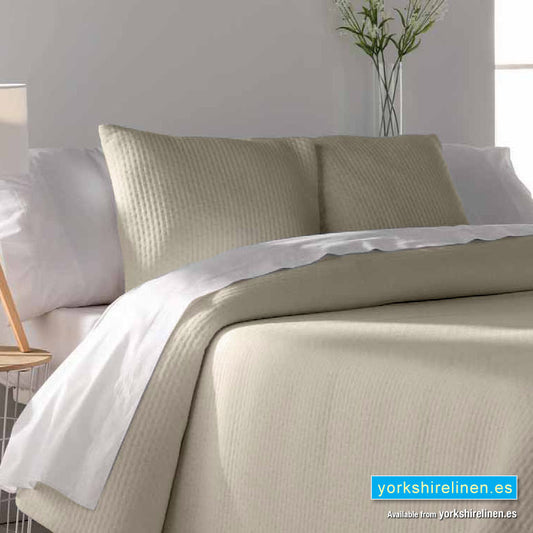 Tarifa Jacquard Bedspread, Beige - Yorkshire Linen Warehouse Mijas Marbella P02