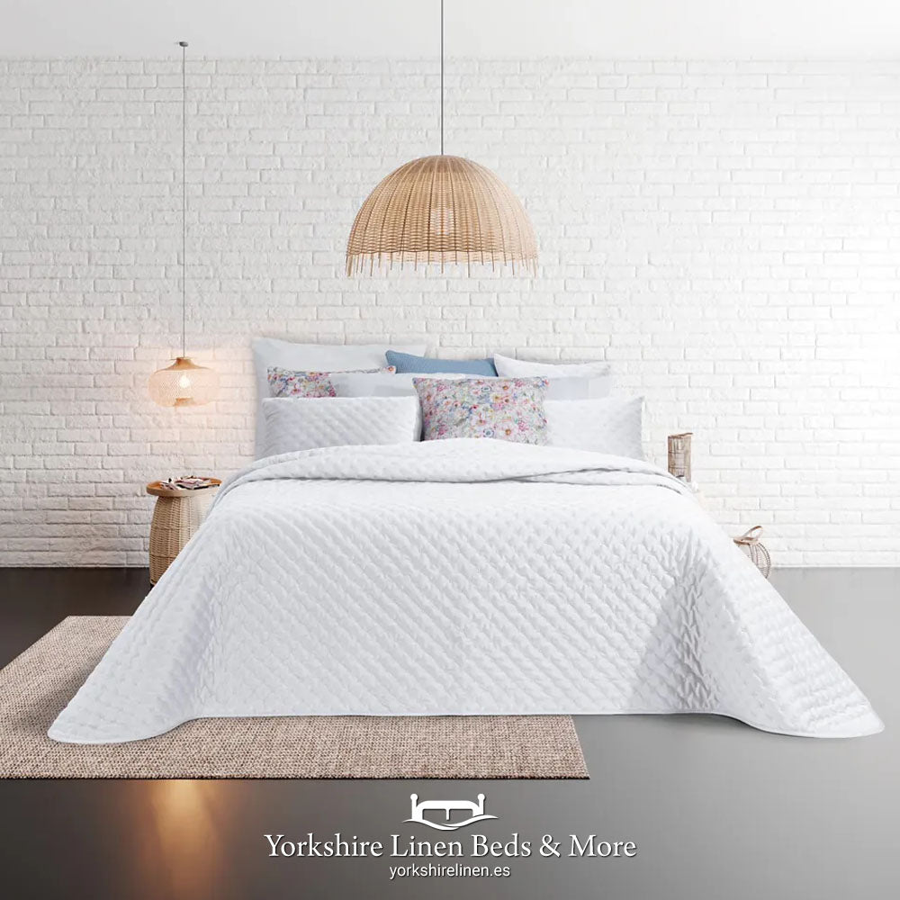 Thunder Luxury Velvet Bedspreads, White - Bedspreads & Throws - Yorkshire Linen Beds & More