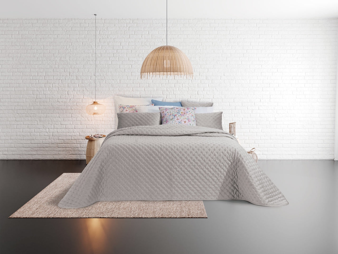 Thunder Luxury Velvet Bedspreads, Grey