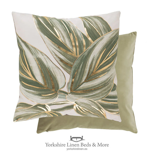Urban Leaf Cushions, Khaki - Cushions and home Decoration, Yorkshire Linen Beds & More