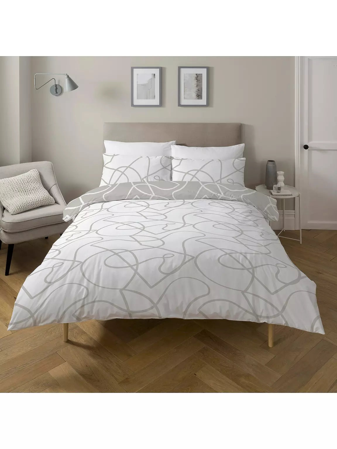 Pablo Abstract Duvet Set - Stone
