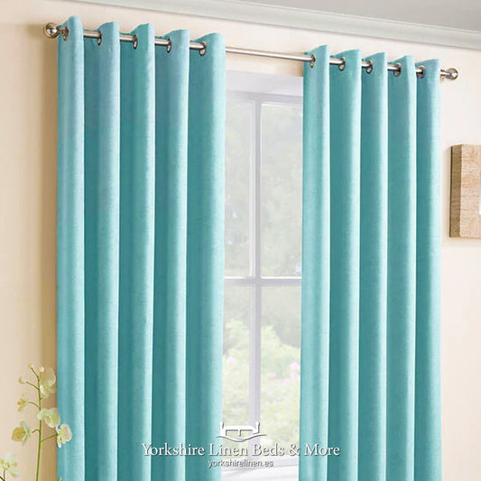 Vogue Eyelet Blockout Curtains - Light Blue