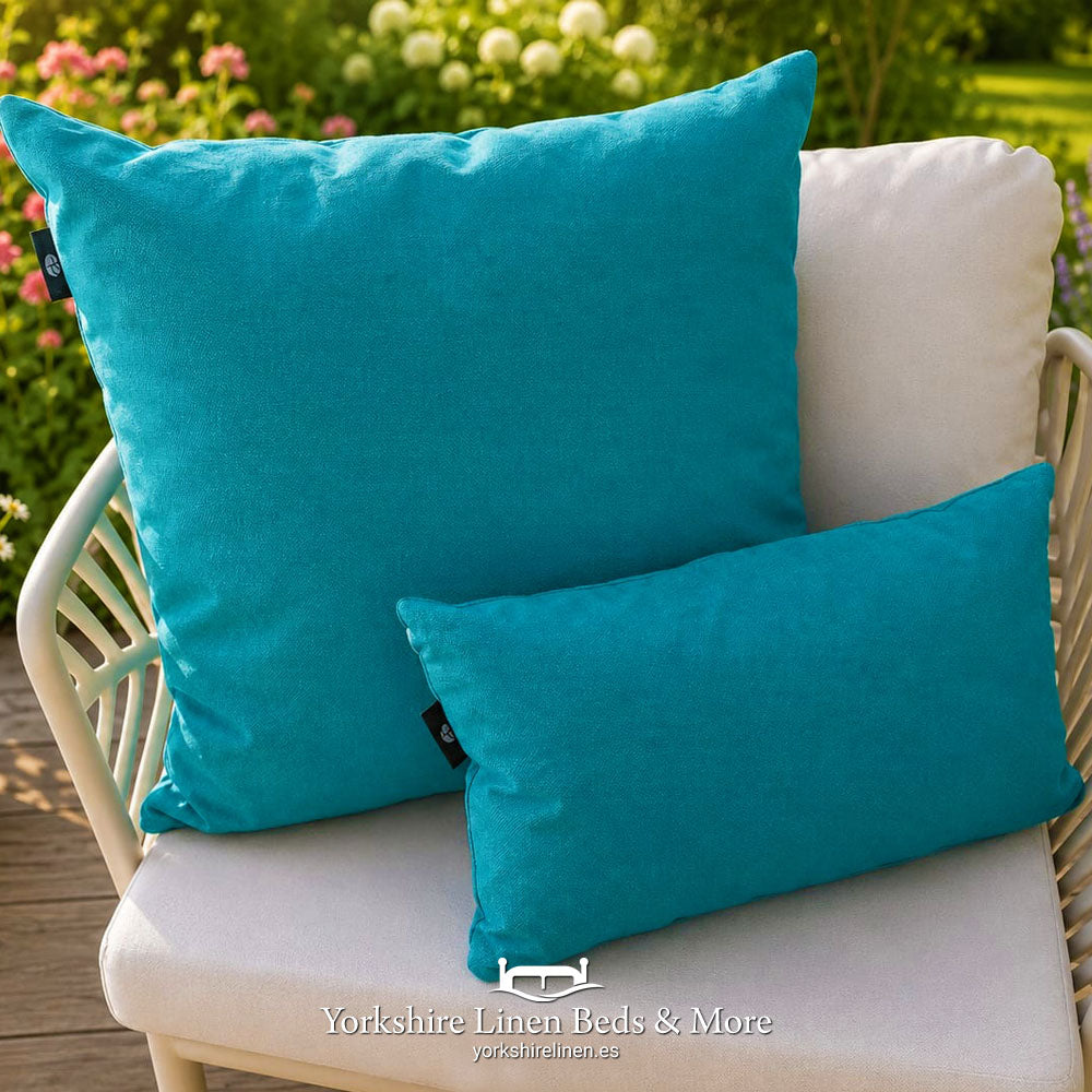 Waterproof Outdoor Cushion, Teal - Cushions & Cushion Covers - Yorkshire Linen Beds & More, Mijas Costa, Spain