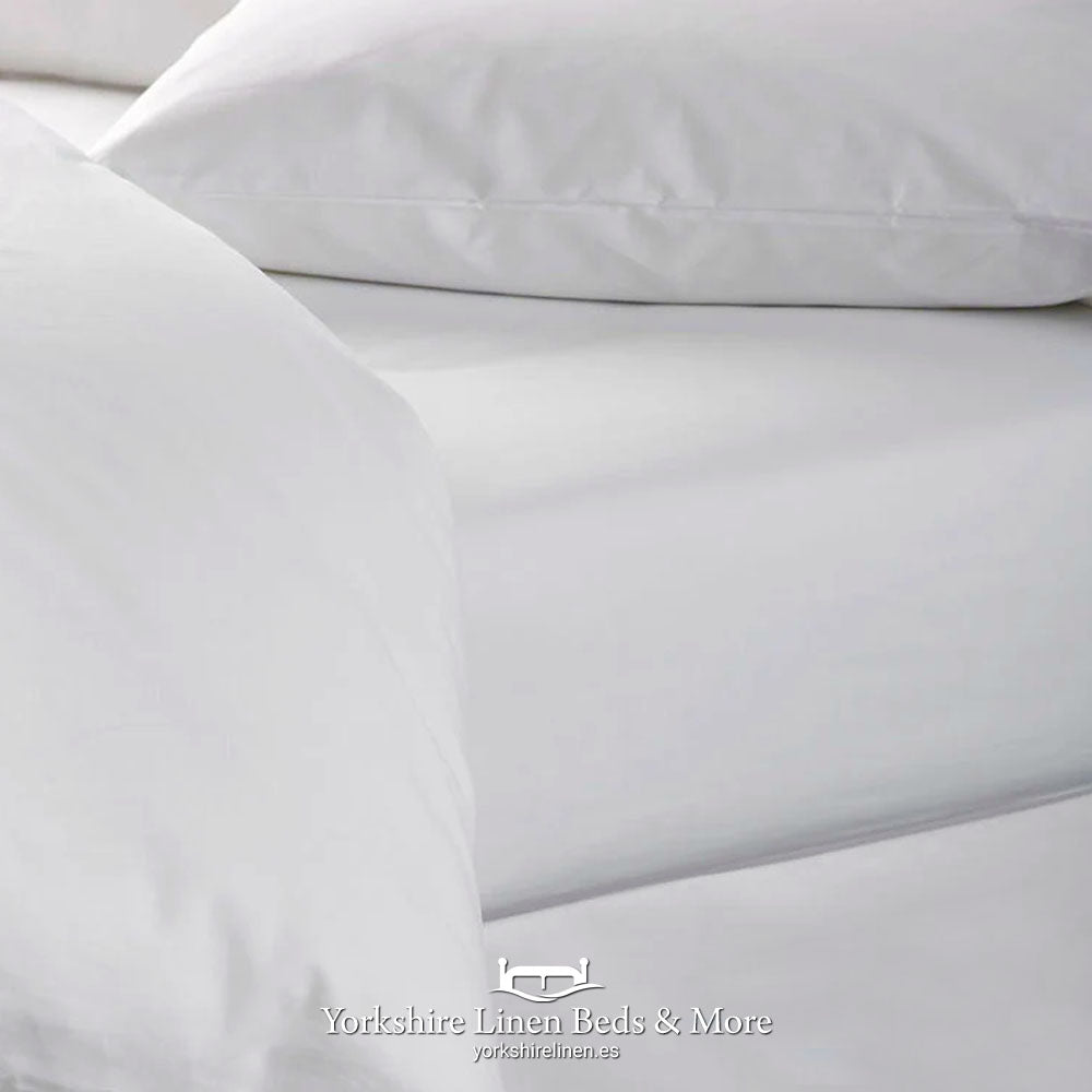 White 100% Cotton Fitted Sheet - Yorkshire Linen Beds & More, Mijas, Costa del Sol, Spain