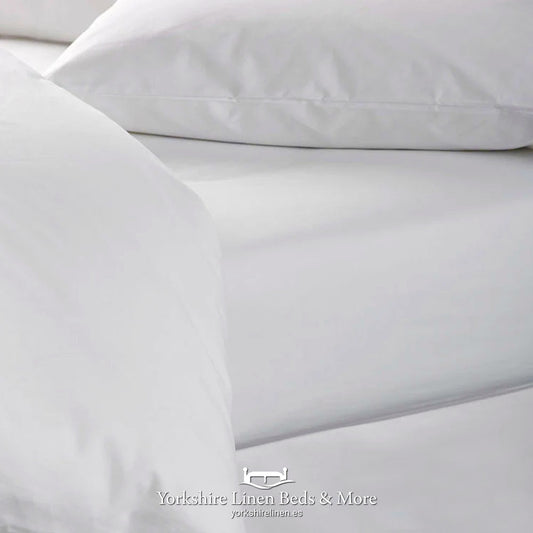 White 100% Cotton Fitted Sheet - Yorkshire Linen Beds & More, Mijas, Costa del Sol, Spain