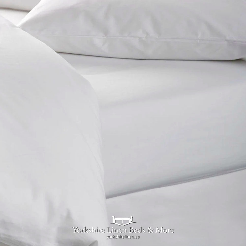 White 100% Cotton Flat Sheet - Yorkshire Linen Beds & More, Mijas, Costa del Sol, Spain