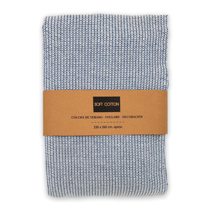 Jazmin 100% Cotton Multiuse Throw, Mid Blue