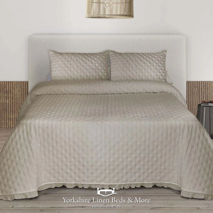 Zafir Stone Washed Bedspread, Beige - Bedspreads & Runners - Yorkshire Linen Beds & More