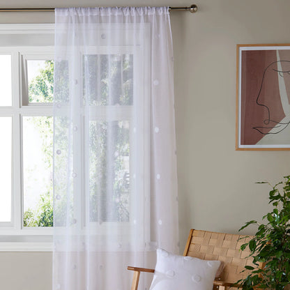 Sara Tufted Voile Panels, White