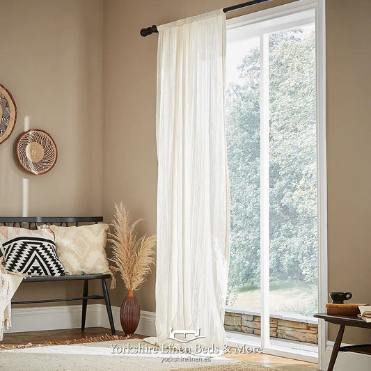 Zofia 100% Cotton Broderie Anglaise Slot Top Voiles, Natural - Voiles & Net Curtains - Yorkshire Linen Beds & More
