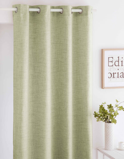 Alaya Eyelet Linen Style Curtain Panels, Green