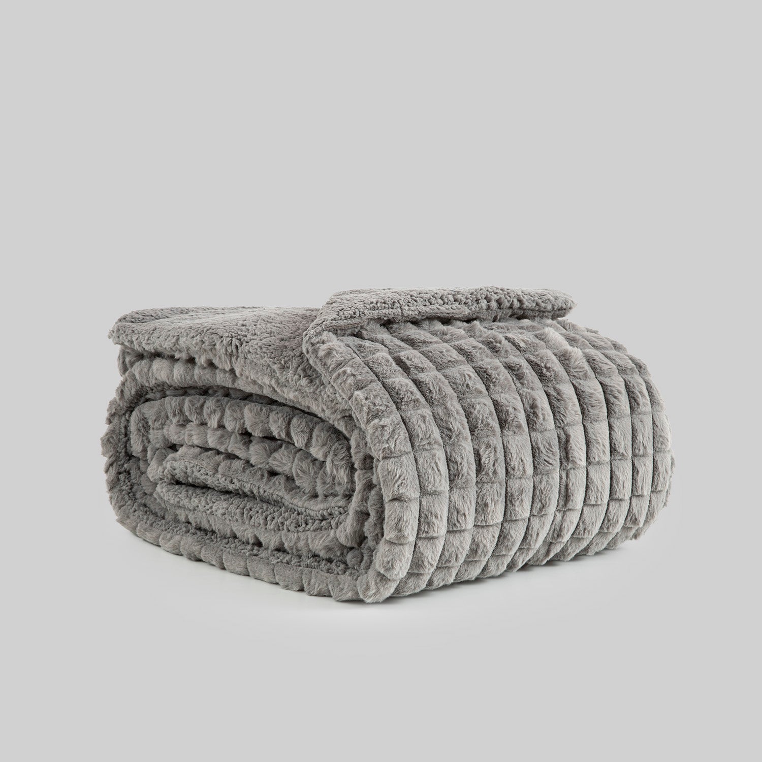 Amber Luxury Sherpa Fur Throw, Grey